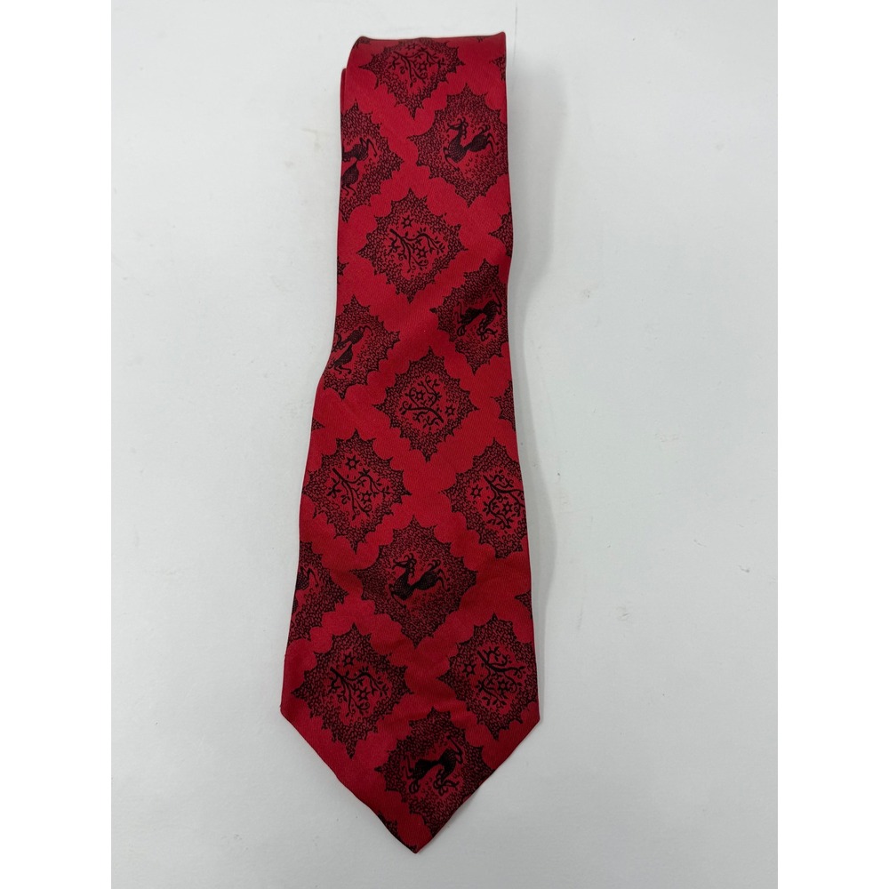 Vtg 50s Robert S Atkins San Francisco Silk Tie Red Black Medallion By Imogene Ca